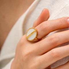 Nora White Adjustable Ring | 18K Gold plated