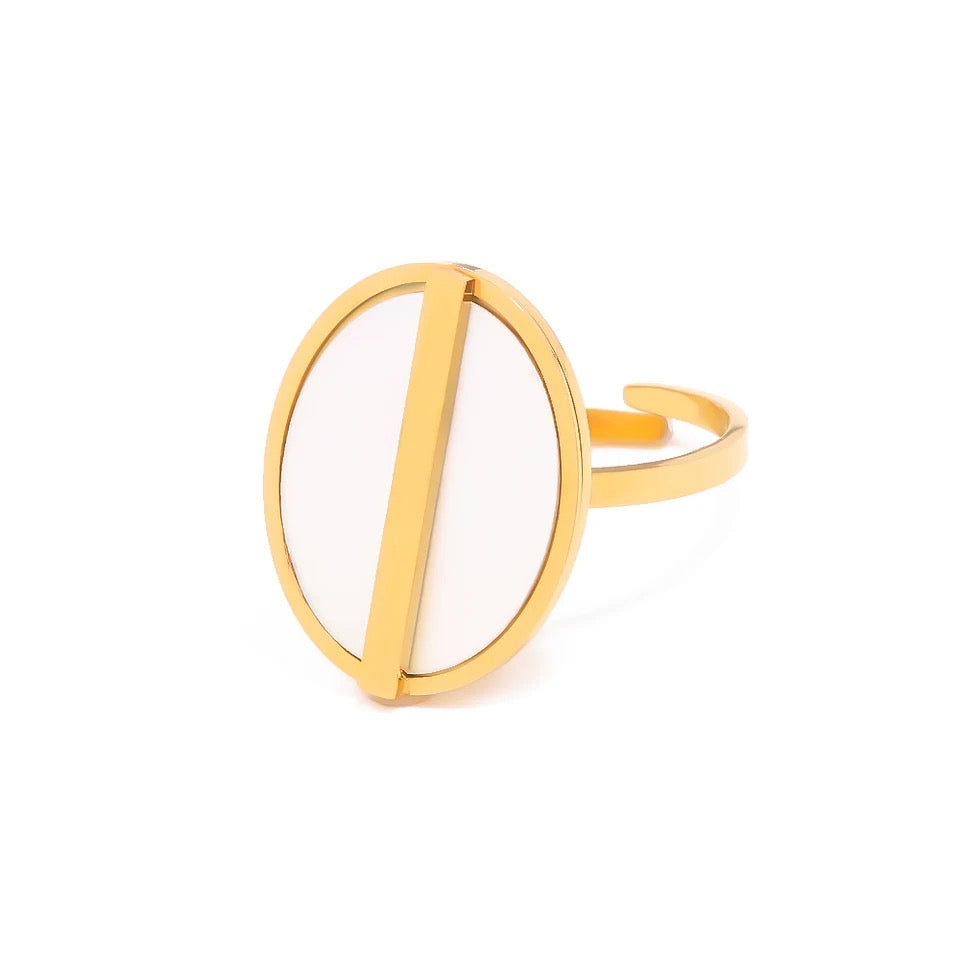 Nora White Adjustable Ring | 18K Gold plated