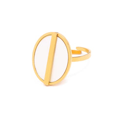 Nora White Adjustable Ring | 18K Gold plated